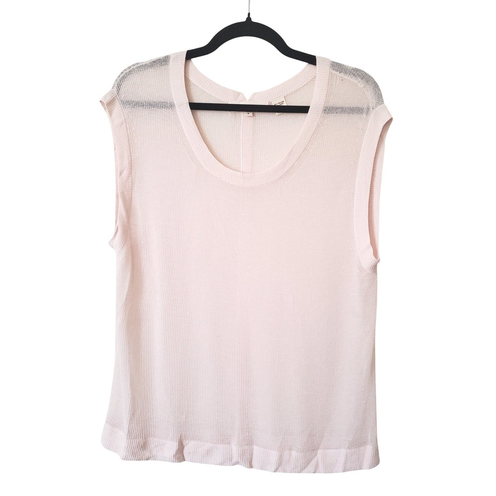 Inhabit Womens Pale Pink Viscose Linen‎ Ribbed Sleeveless Knit Top Size P Luxury